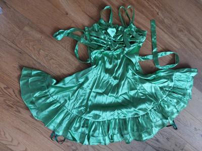Lime/Light Green Satin Petite Knee Length Cocktail Party Dress 8/10UK 