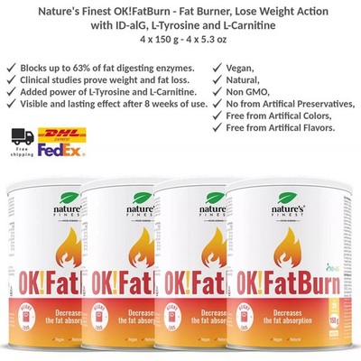 Nature's Finest OK!FatBurn Carb Blocker Pulver Gewichtsverlust Support 4x150g