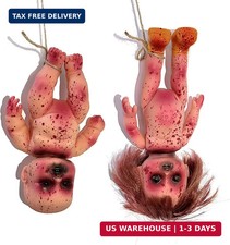2pcs Halloween Creepy Dolls, 10 inch Bloody Haunted Doll Scary Hanging Zombie Do
