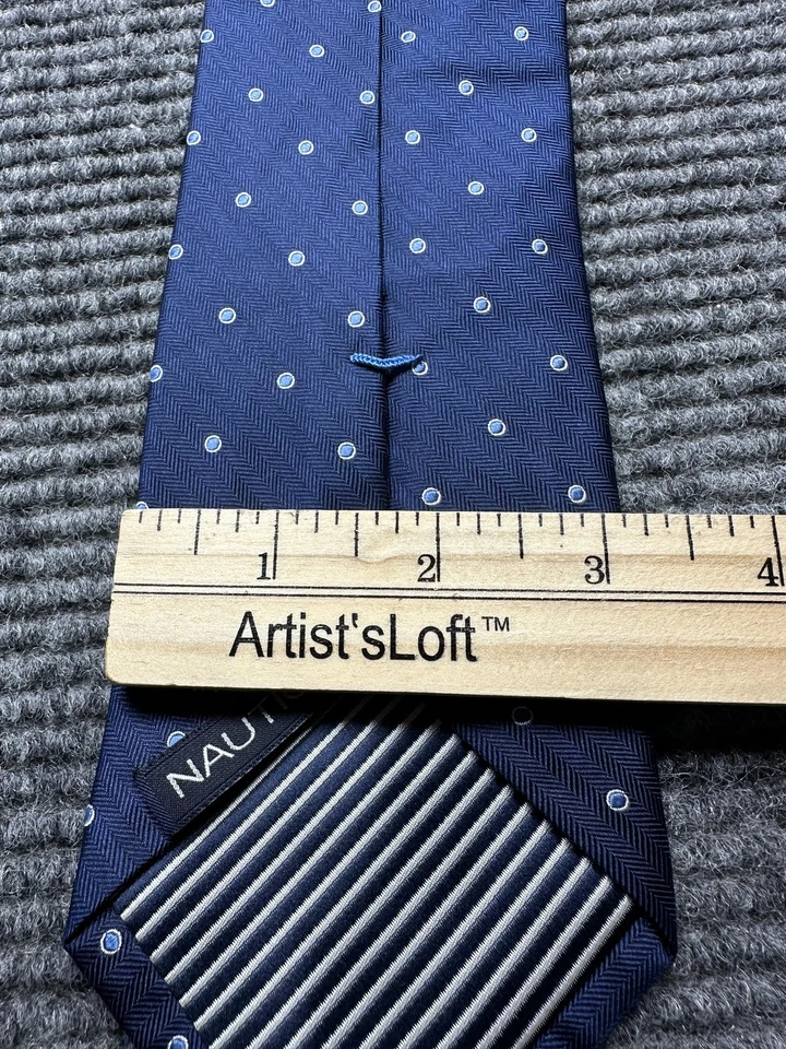 Corbatas Nautica Para Hombre Talla Única 100% Seda Lote de 3 Rojo Azul Marino Rayas Punto Geométrico Foto 3 de 4