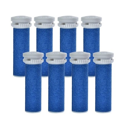 8 Pack Blue Roller with Scholl Express Pedi Foot Smoother-Extra Coarse