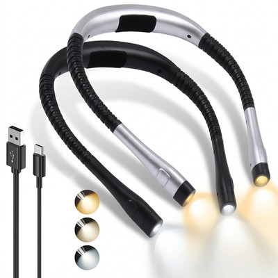 LED Neck Light Rechargeable USB, Book Light for Reading in Bed, Hands Free