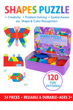 Kids Wooden Puzzle 34 Pcs  120 Pattern Cards   Educational Toy Ages 2 