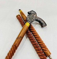 Handmade Solid Brass Head Handle Vintage Style Antique Wooden Walking Stick C...