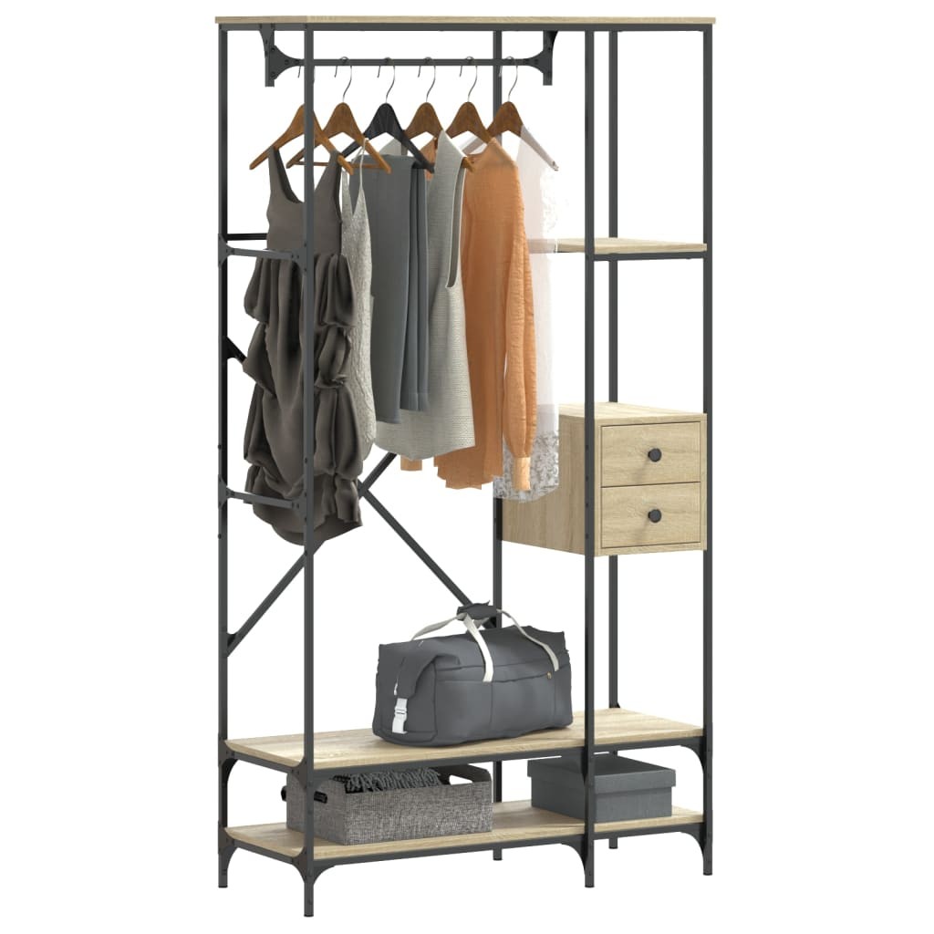 Appendiabiti Rovere Sonoma con Scaffali - Mobile Ingresso in Legno