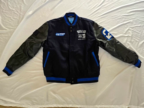 RIOT Games League Of Legends Men’s Wool Varsity Jacket Snap Front S Black Blue - product listing photo