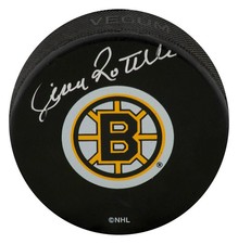 Jean Ratelle Signed Boston Bruins Medium Logo Hockey Puck - (SCHWARTZ COA)