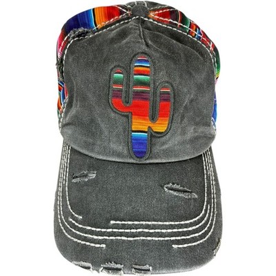 kbethos vintage Women's Tribal Pattern Cactus Embroidery Hook & Loop Cap