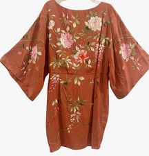 NEW ASOS Rust Embroider Dress 10 M L Wide Sleeve Deep V Back Tie Boho NWT