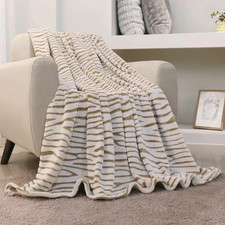 3D Zebra Print Fleece Throw Blanket 50 x 60 in Brown