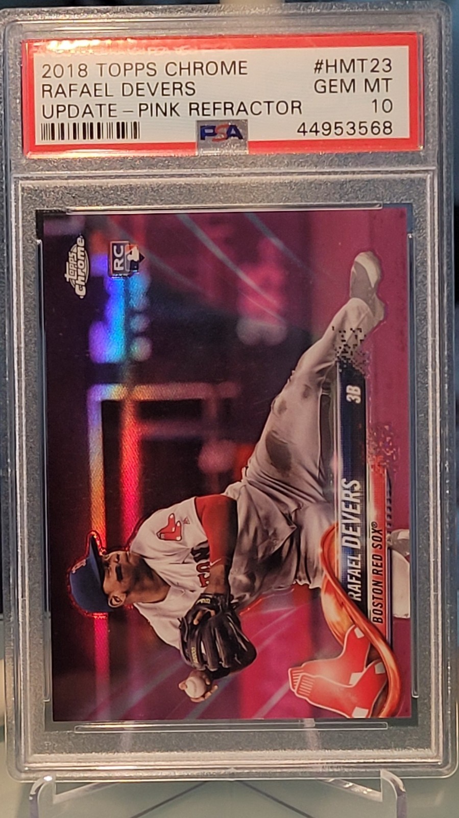 2018 Topps Chrome Update Rafael Devers #HMT23 Pink Refractor Rookie PSA 10