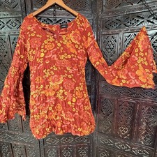 NEW Babydoll Floral Mini Dress Womens XL 16/18 Bell Boho 70s Retro Flower Child