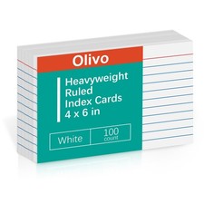 Index Cards 4x6 Lined Ruled Flash Note 4" x x 6" 100 Count , White