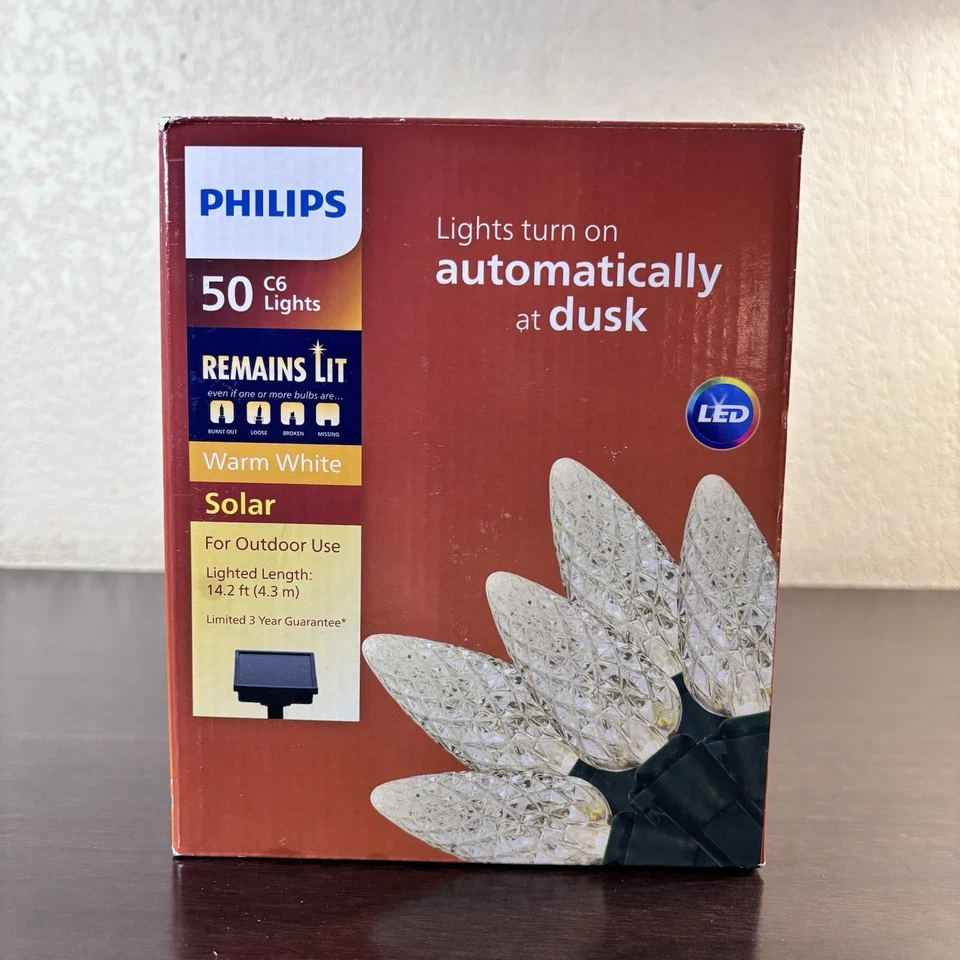 Philips 50 C6 luces blanco cálido alimentado por energía solar automáticamente al atardecer Foto 2 de 4