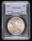 1927 P Peace Silver Dollar PCGS MS-63
