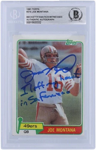 Joe Montana 49ers Signed 1981 Topps Series 1 216 BAS Rookie Card w/My Heart Insc