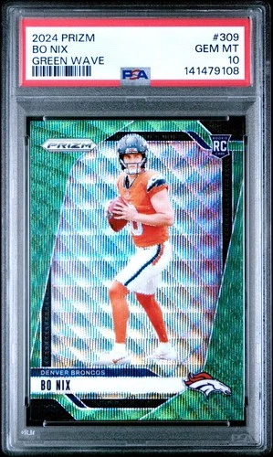 2024 PANINI PRIZM GREEN WAVE #309 BO NIX PSA 10