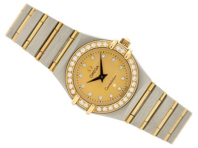 DAMENUHR OMEGA CONSTELLATION MINI 18K GELBGOLD STAHL DIAMANTEN 22,5MM 1267.15.00