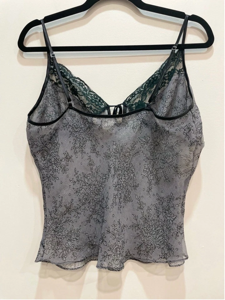 Camisola Babydoll Vintage Y2K Slip Top Encaje Transparente L Oscuro Romántico Capricho Lazo Foto 4 de 4