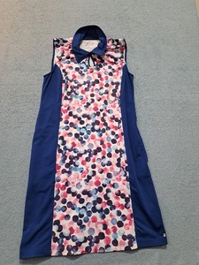 IZOD Golf Womens Sleeveless Multi Geometric Print Polo Dress Size Medium
