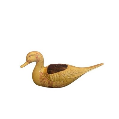 Vintage Hand Painted Ceramic Duck Planter Yellow Bird Figurine Decor MCM