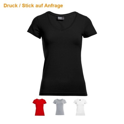 Womens Slim Fit V-Neck Damen Stretch T-Shirt Basic Shirt PROMODORO 3086 NEU