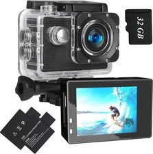 Action Camera 1080P Sports 32GB Memory Card 4xZoom 131FT Underwater Waterproof