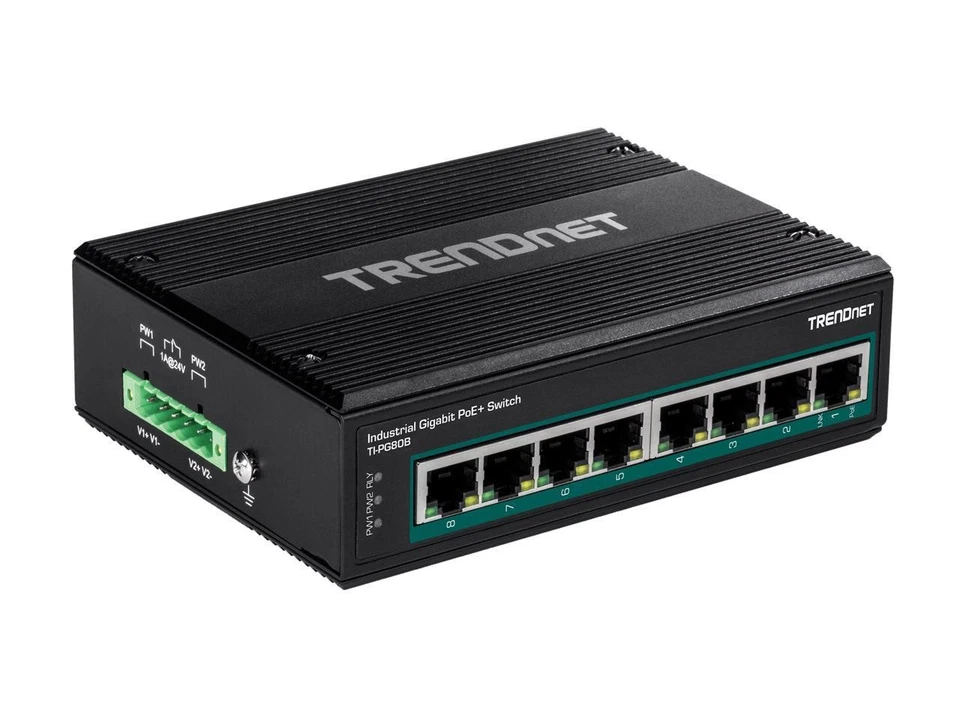 TRENDnet 8-Port Hardened Industrial Unmanaged Gigabit 10/100/1000Mbps DIN-Rail S - Image 2 of 3