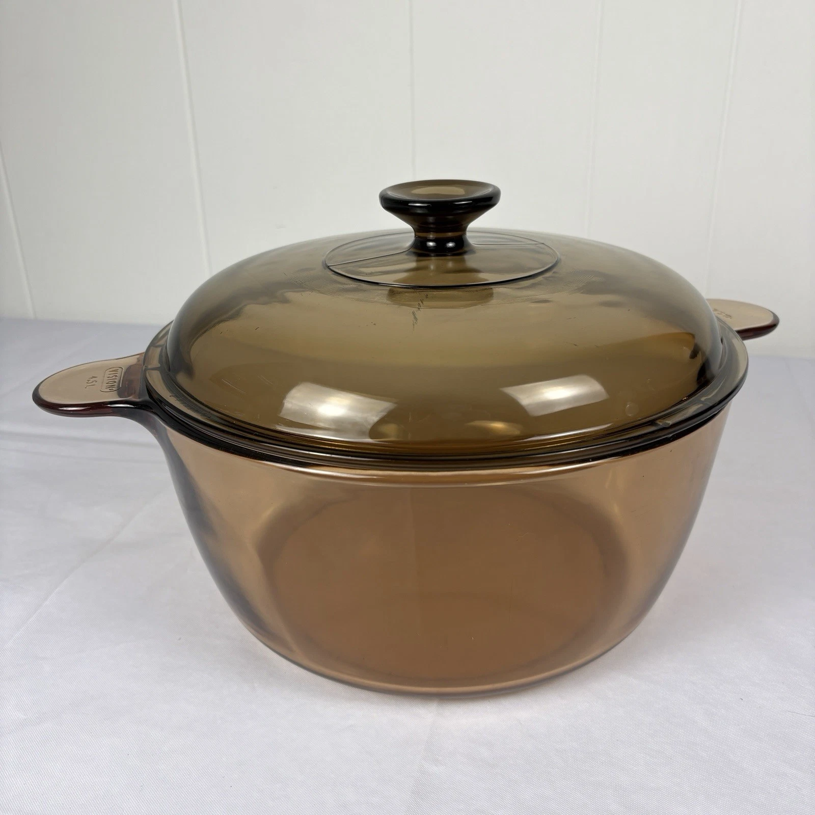 Corning Visions Ware Dutch Oven Stock Pot 4.5L PYREX Lid Amber Glass with Lid