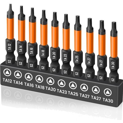 10er Set Dreieck-Schraubendreher, 50mm, S2 Stahl, magnetisch für TA12-TA30