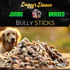 Doggy's Dinner Jumbo Braided Bully Sticks 10 pack.