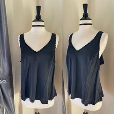 Vintage Warners 90s Black Lingerie Slip Tank Top Cami Camisole Coquette Bow L