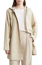 RAINS Waterproof A-Line Rain Jacket in Dune Size M