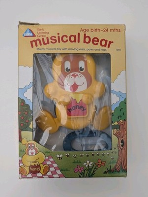 Vintage Retro 1988 Early Learning Centre ELC Zugschnur bewegliches musikalisches Kinderbett Bär