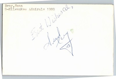 1980's -Sean Evoy- Signed/Autograph/Auto Postcard Milwaukee Admirals NHL