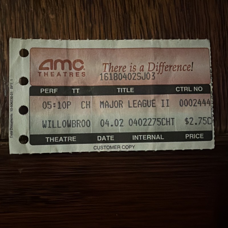 Major League 2 Movie Ticket Stub 4/2/1994🔥Charlie Sheen