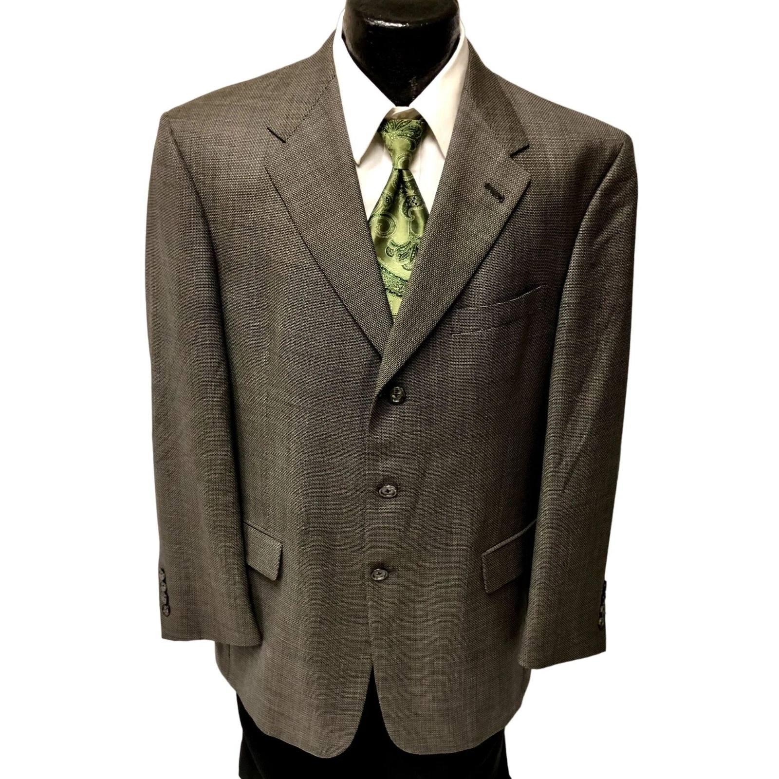 Burberry London Uomo ARGENTO NERO Cappotto Sportivo 3 Btn Giacca LANA Blazer 42 R