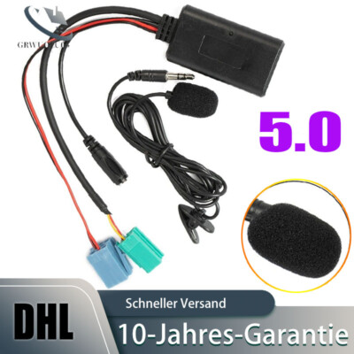 Bluetooth 5.0 Adapter Auto Aux Kabel mit Mikrofon für Renault Espace Clio Kangoo