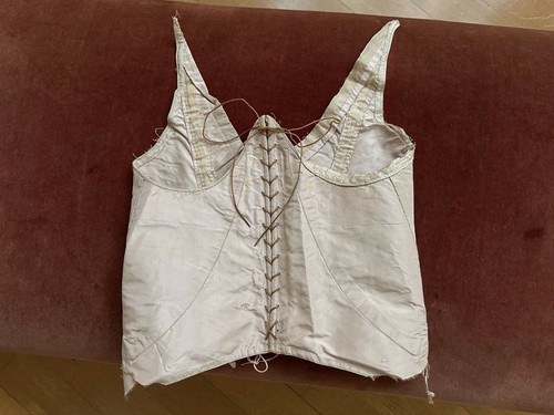 Antique Vintage Salvaged Silk Victorian Edwardian CORSET BODICE Remnant *DOLLS - Picture 5 of 24