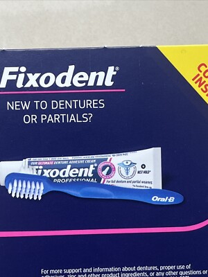 6 Tubes Fixodent Professional Plus 1 Denture Toothbrush