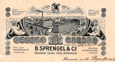 B. Sprengel & Co Schokolade , Kakao , Kekse Hannover hist Rechnung 1906 Süßwaren