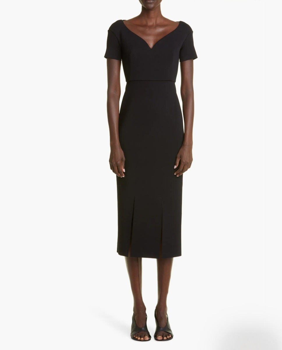 st john milano knit dress EVENING Sweetheart Neck Midi Black Sz 4 Org $1,795 Evening dress