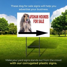 Afghan Hound FOR SALE DOG RIGHT ARROW Yard Sign with Stand LAWN SIGN