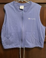 Vintage Champion Zip Up Vest Made in USA Blue Purple Sz S/M Small Medium