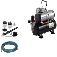 Agora-Tec® Druckluft Reinigungs und Airbrush Set mit leisen Mini Kompressor