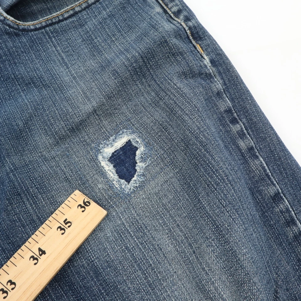 Мужские джинсы RVCA 32x30 прямые штанины синие эластичные джинсовые с нашивкой рабочая одежда коньки - Изображение 2 из 4