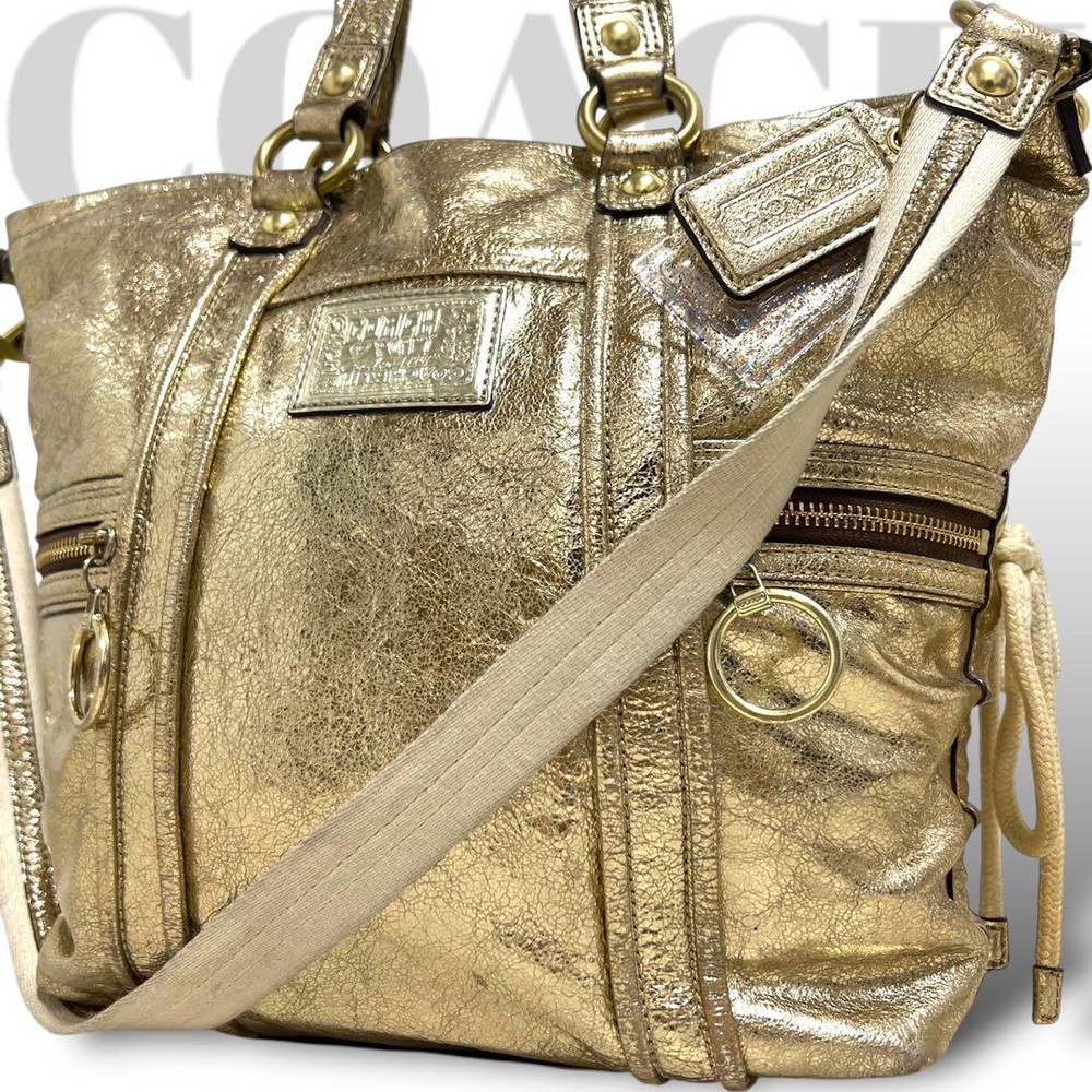 C-1 Coach 2Way Shoulder Bag Tote Crossbody Gold