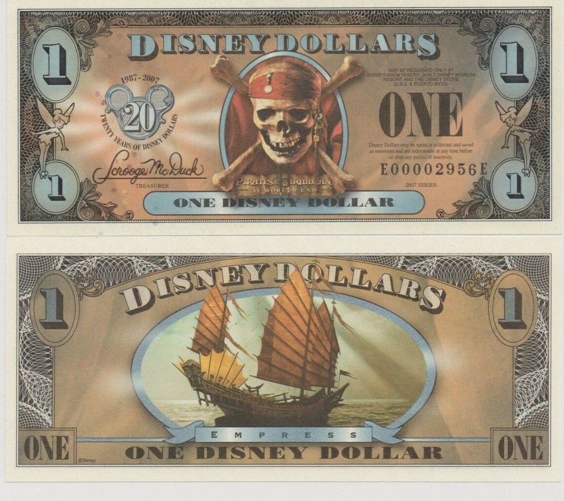 Pirates of the Caribbean Disney Dollars (1968-Now) for sale | eBay