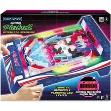 Retro Arcade Electronic: Pinball - Tabletop Game, Vibrating Bumpers, LED Lights,
