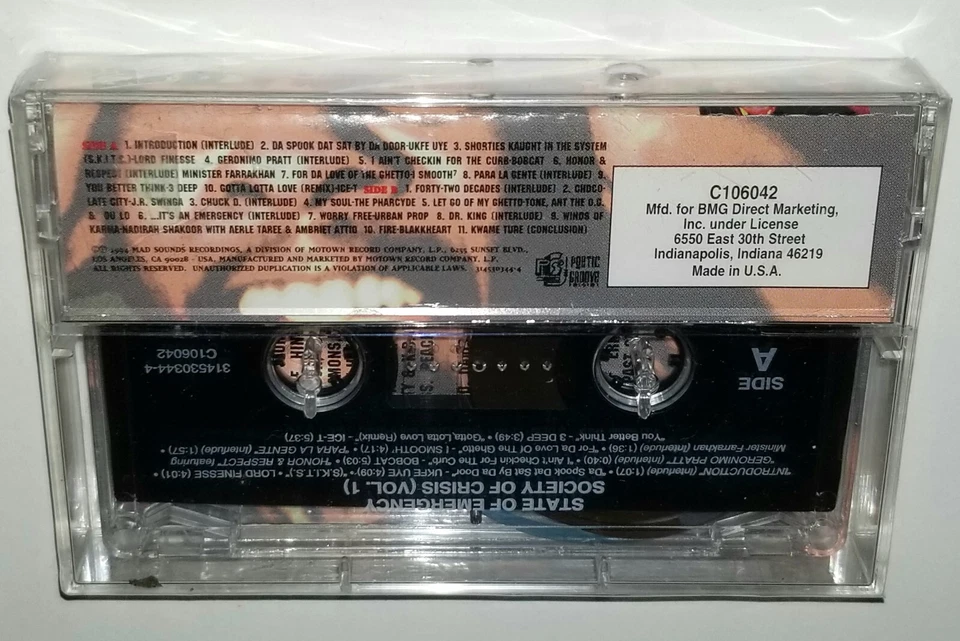 STATE OF EMERGENCY SEALED TAPE 1994 CASSETTE MAD SOUNDS RECORDS RAP PHARCYDE lp - Image 3 of 4